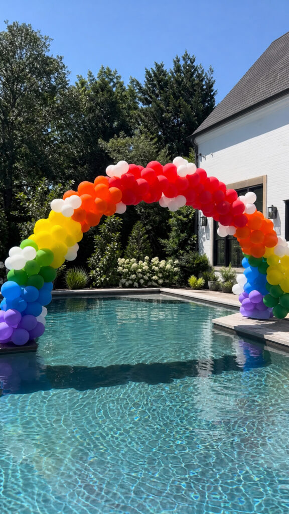 Rainbow Bright Pool Party Arch