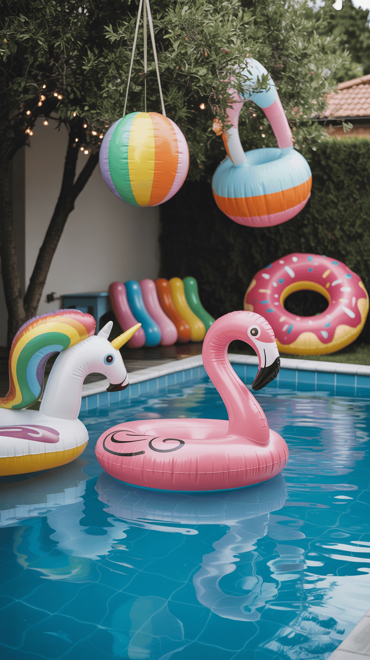 Pool Party Decorations with Inflatables