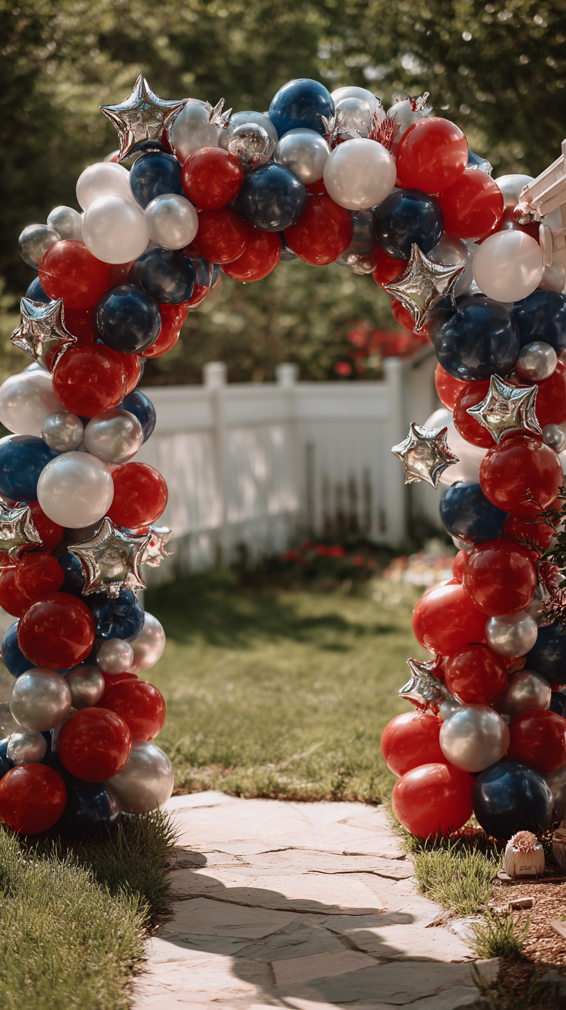 Red, White, and Blue Balloon Arch - Image 1