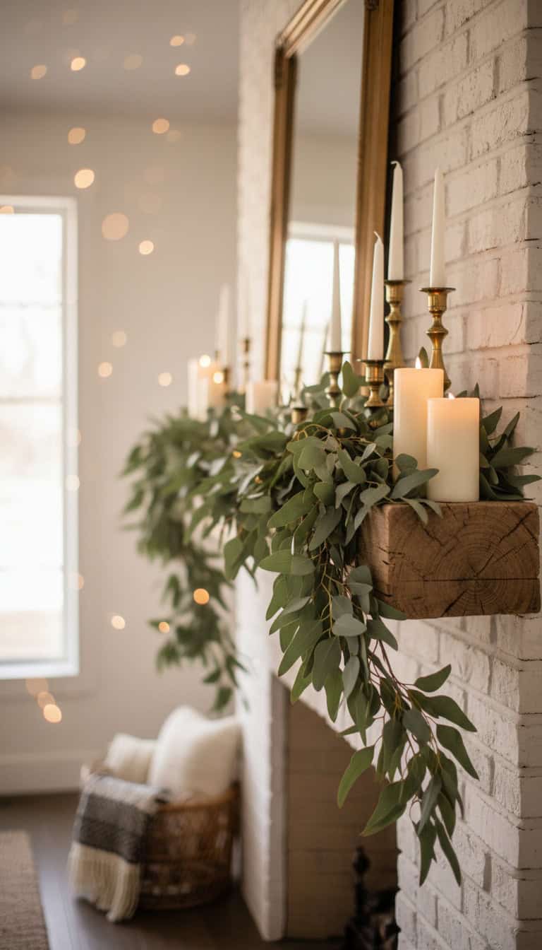 Rustic Eucalyptus Garland Mantle