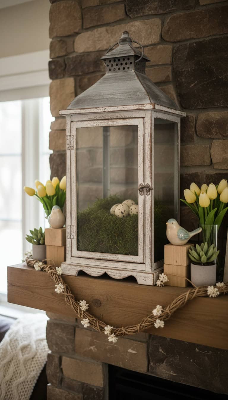 Rustic Lantern with Moss