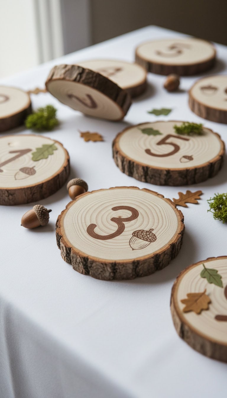 Rustic Wood Slice Table Numbers