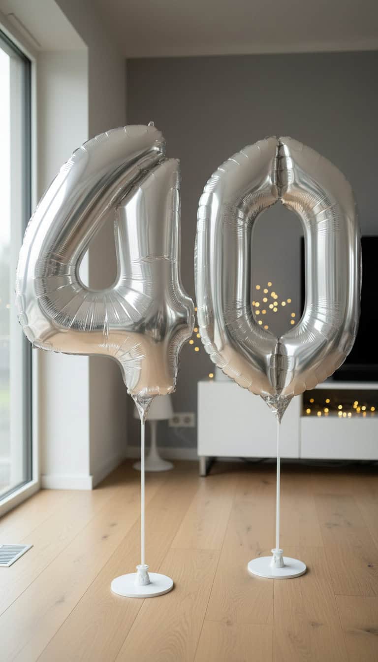 Shiny White Foil Balloon Numbers