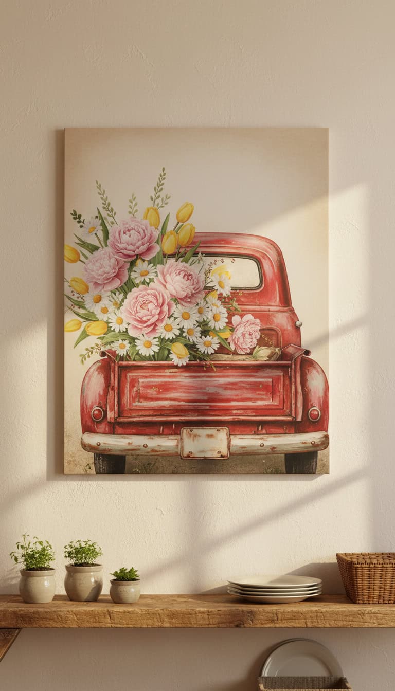 Simple Flower Truck Canvas