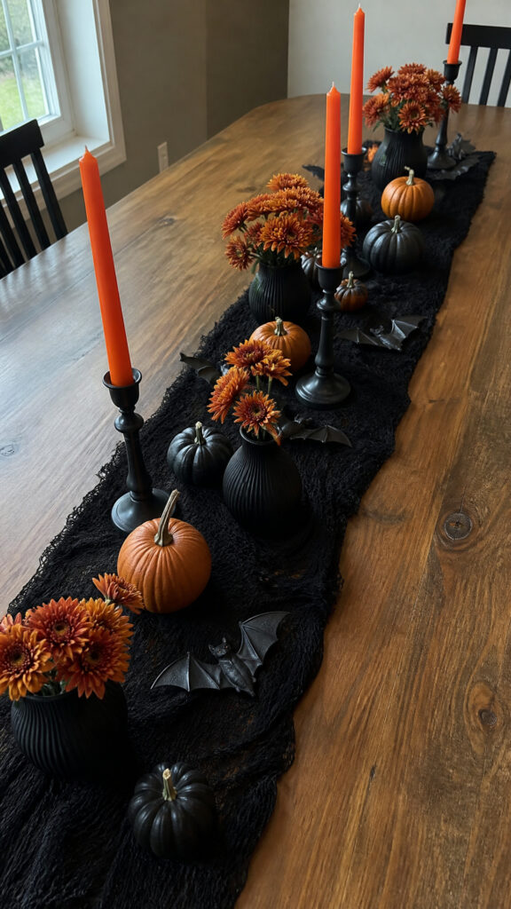 Design a Striking Black and Orange Table Runner Display