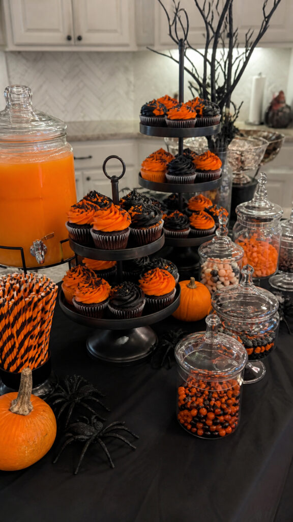 Set Up a Black and Orange Dessert or Beverage Station