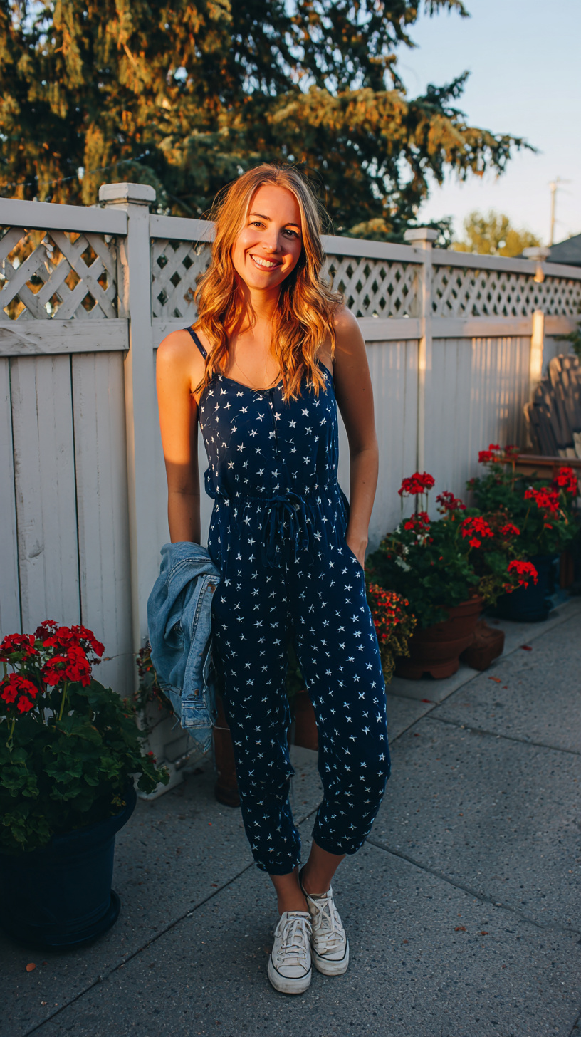 Star-Patterned Casual Jumpsuit - Image 1