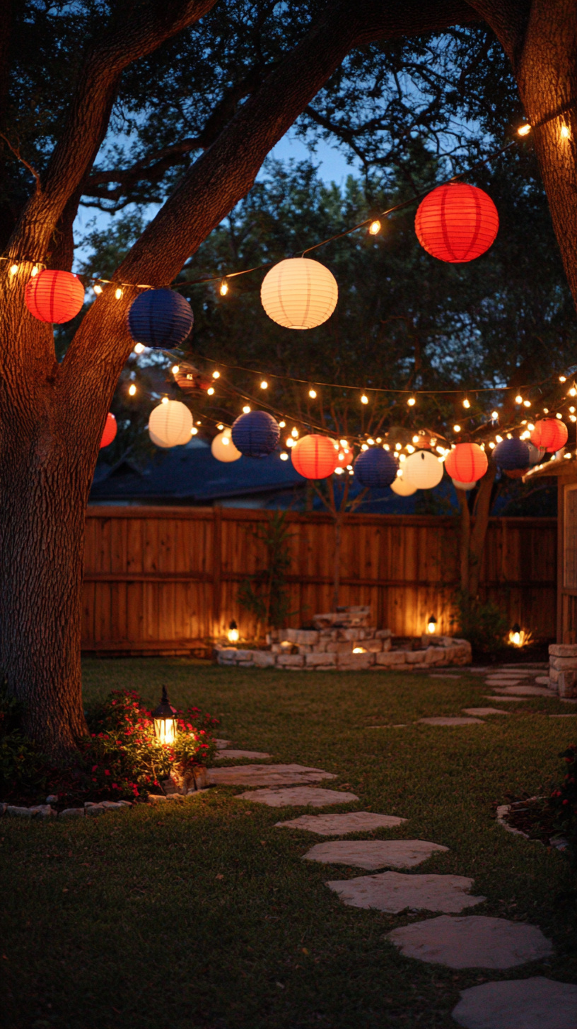 String Lights and Lantern Display - Image 1