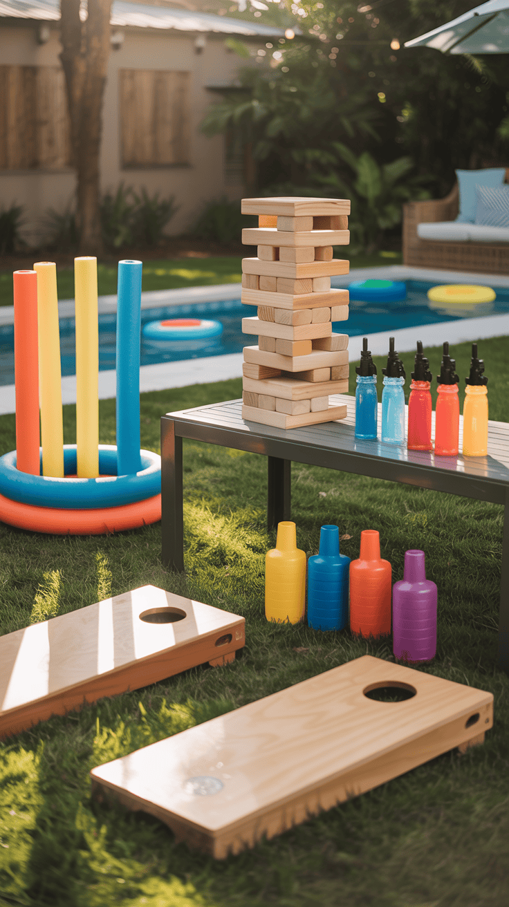 Summer Pool Party Game Stations