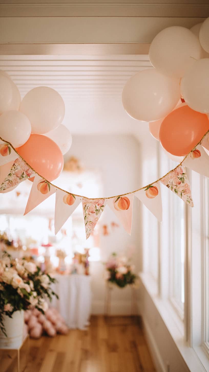 Sweet Peach Birthday Banner - Image 1