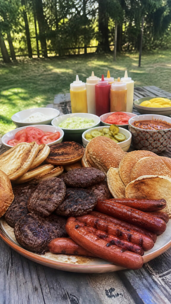 Hot Dogs and Burgers on the Grill