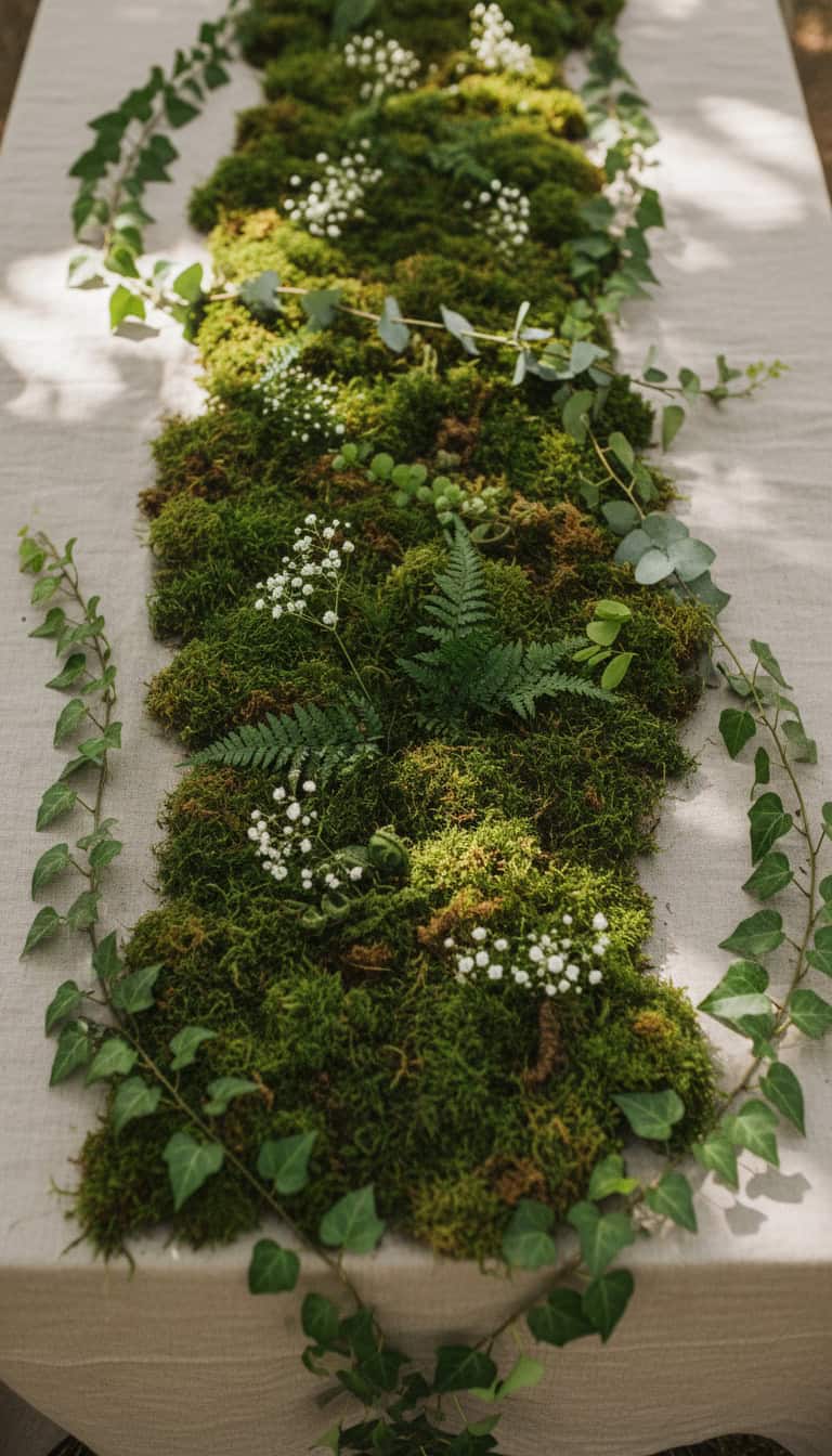 Textured and Earthy Vibes With Moss, Greenery, and Garlands