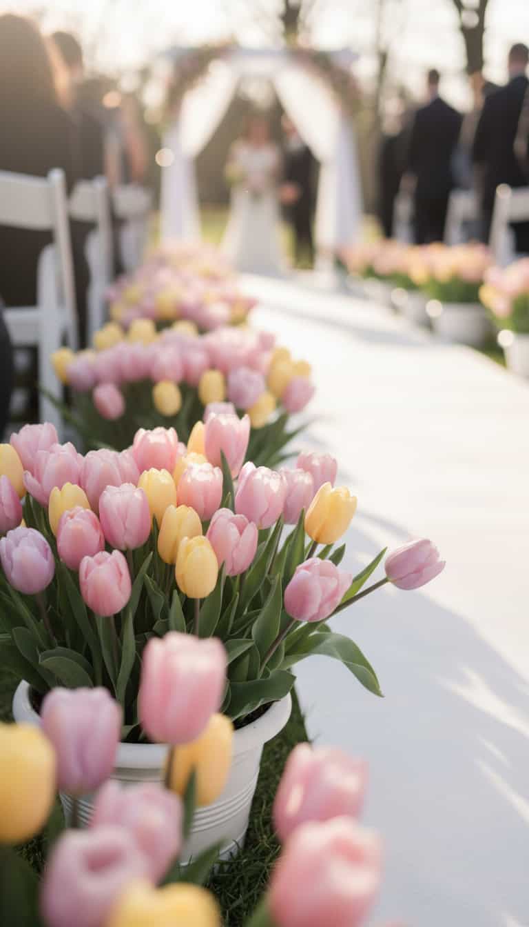 Tulip-Lined Ceremony Aisle
