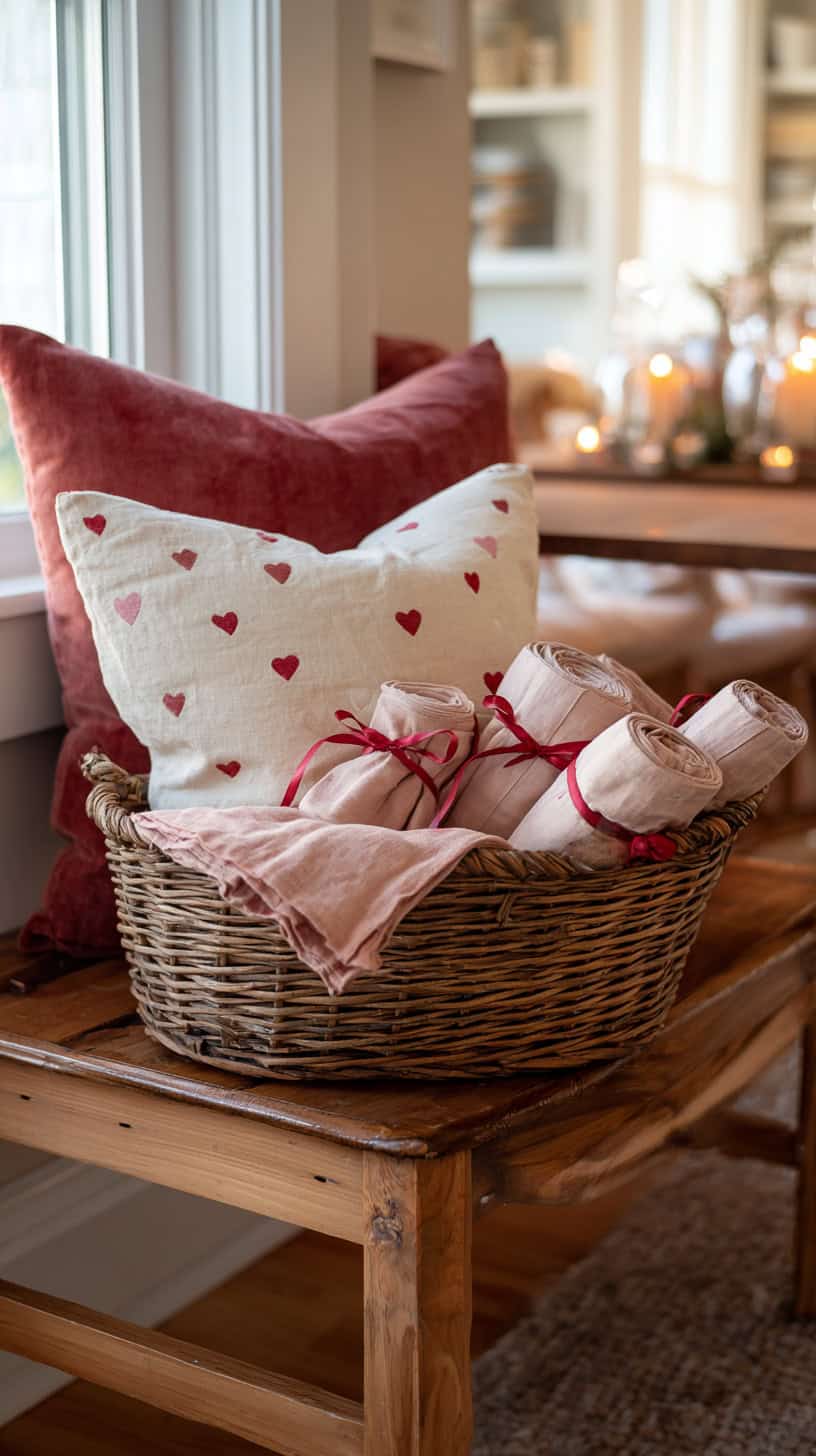 Valentine Basket and Pillow Touches - Image 1