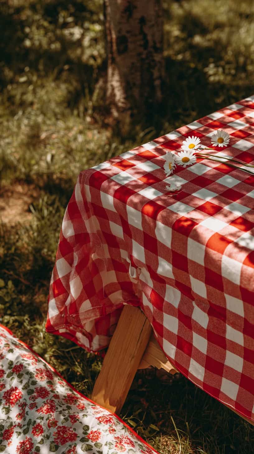 Vintage Checkered Tablecloth - Image 2