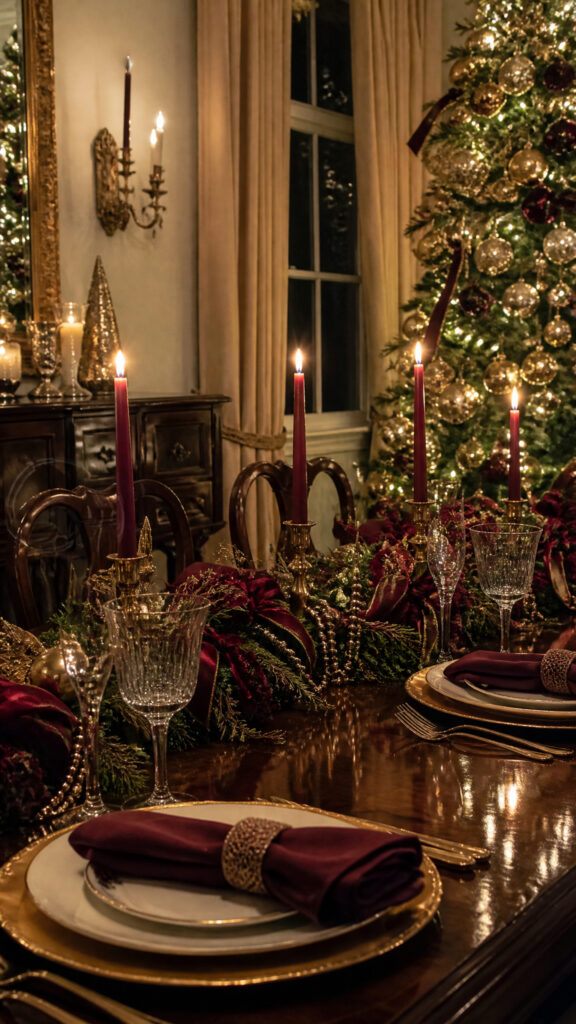 Warm Gold and Burgundy Vintage Elegance