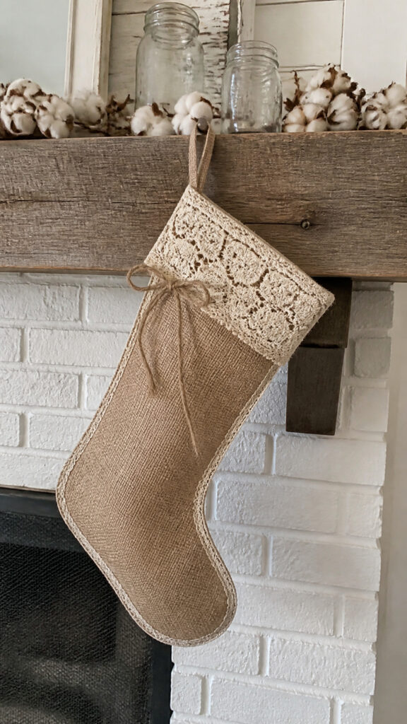 Burlap and Lace Rustic Stockings