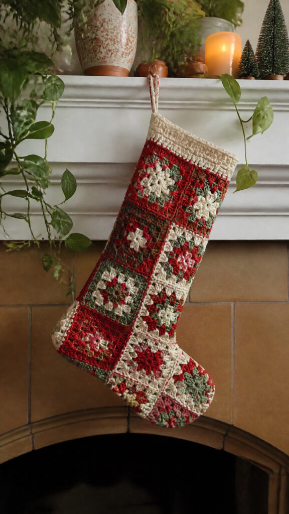 Crocheted Granny Square Stockings