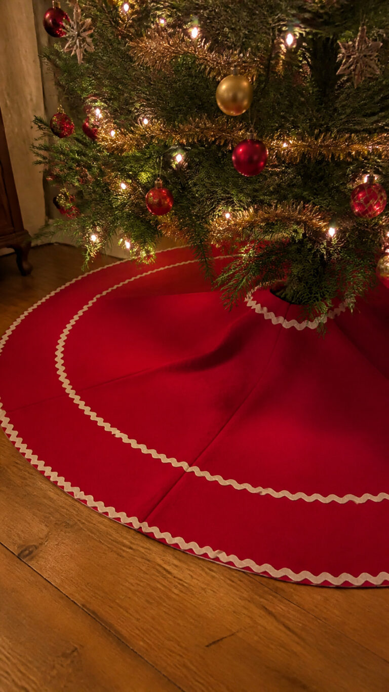 Classic Red Felt Circle Skirt with Rickrack Trim