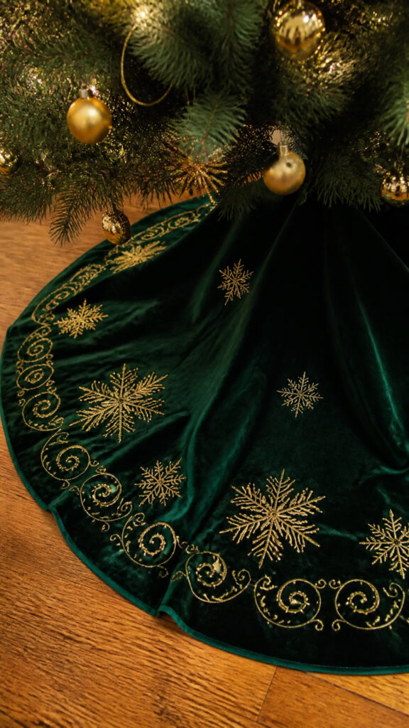 Velvet Circle Skirt with Metallic Embroidery