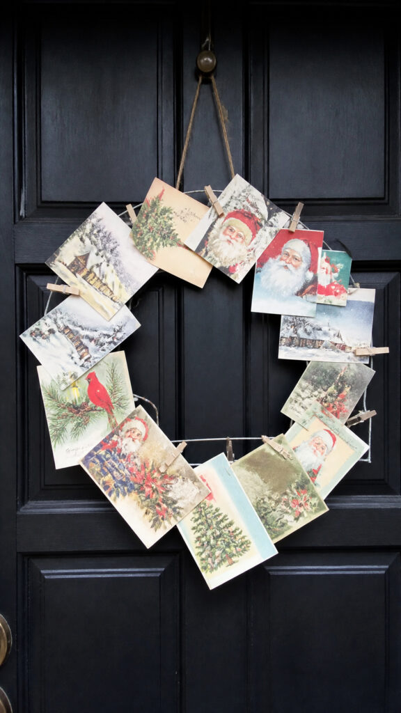 Vintage Ornament Card Wreath