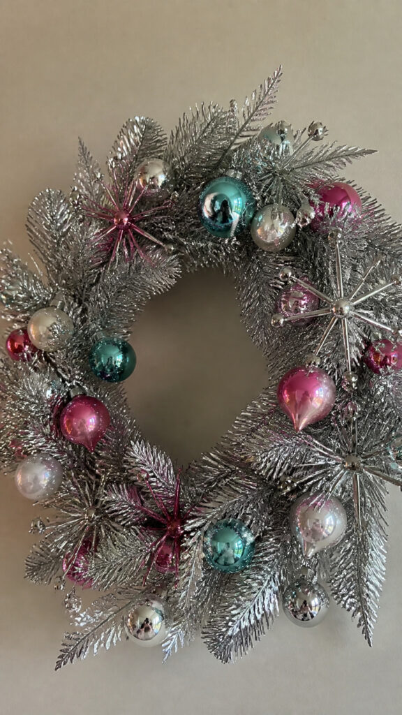 Vintage Tinsel and Feather Tree Inspired Wreath