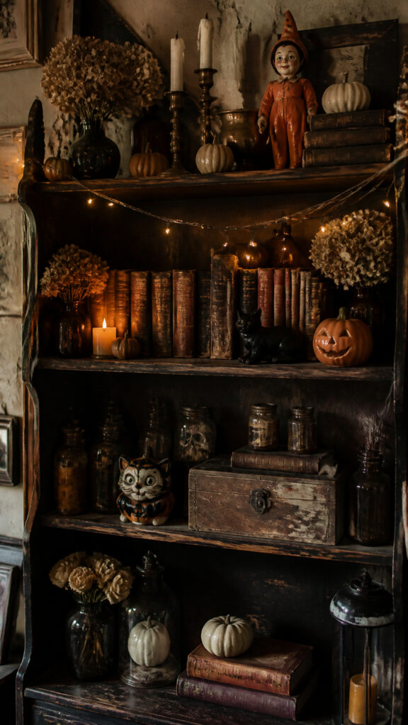 Curate a Vintage Halloween Bookshelf Display