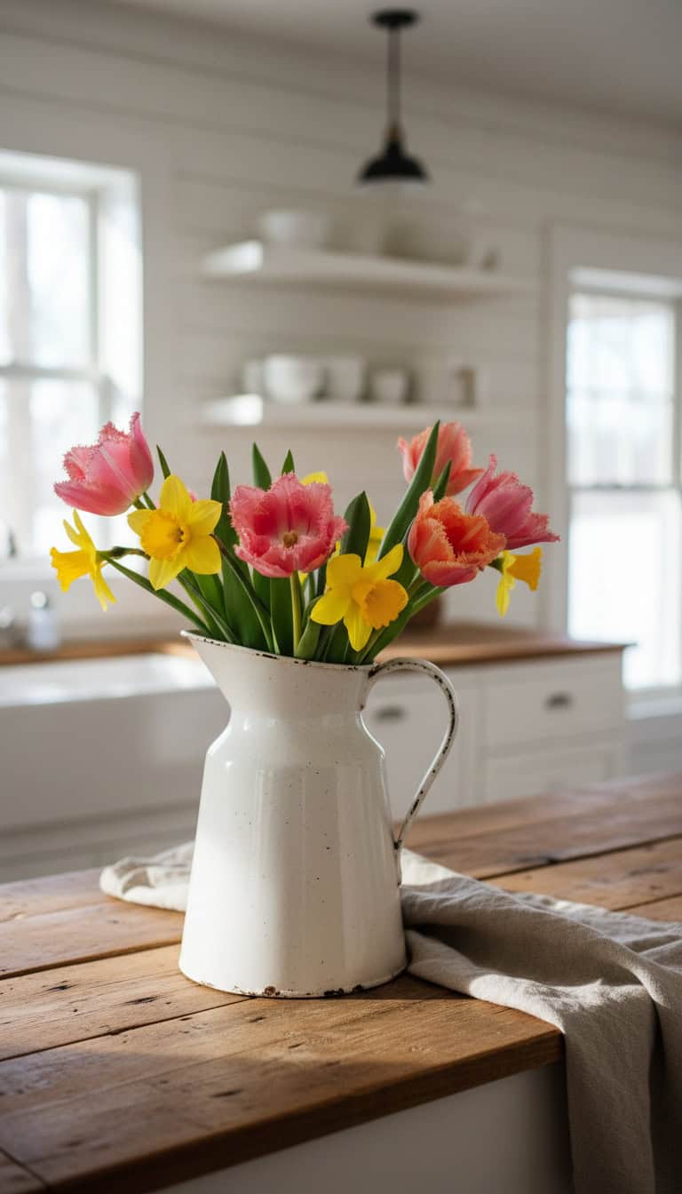 Vintage Ironstone Pitcher Blooms
