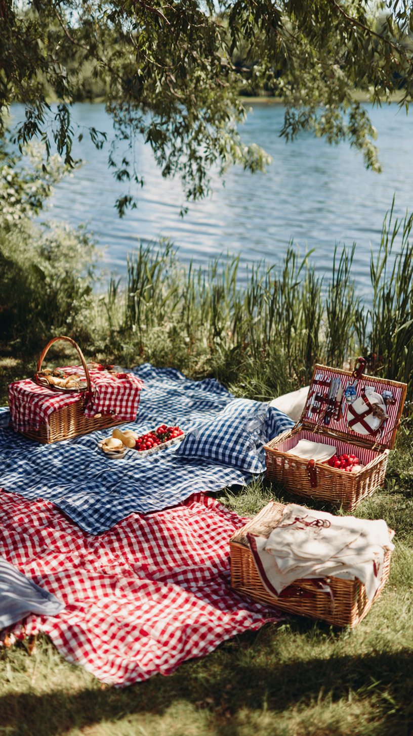 Vintage Picnic Blanket Setup - Image 2