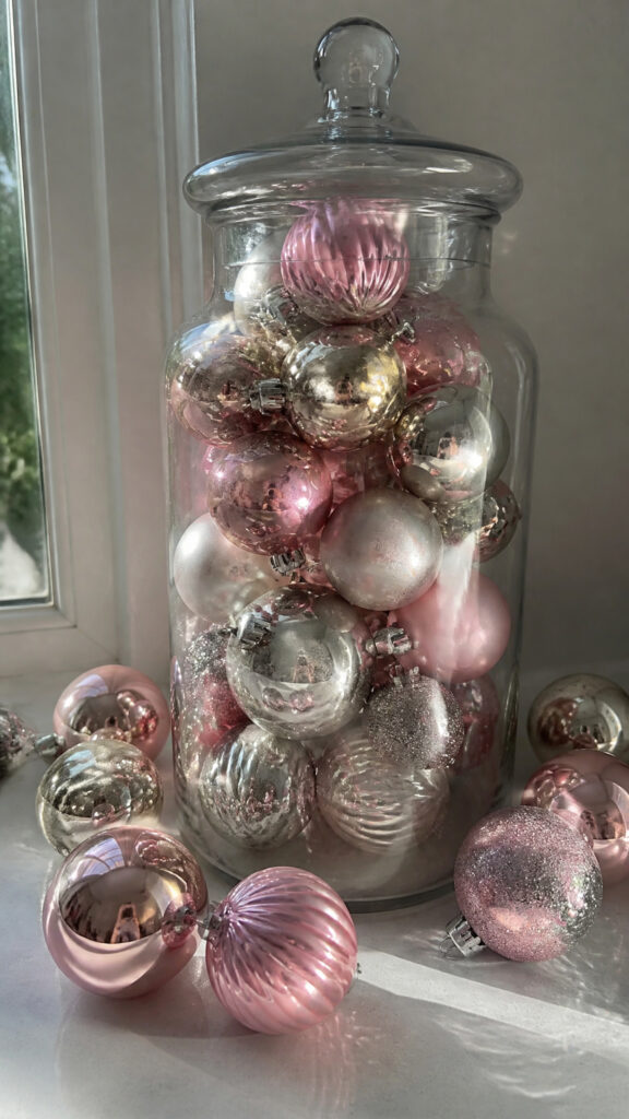 Retro Pink and Silver Ornament Display