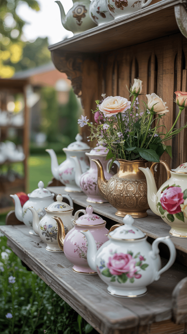 Vintage Tea Party Ideas Antique Teapot Display