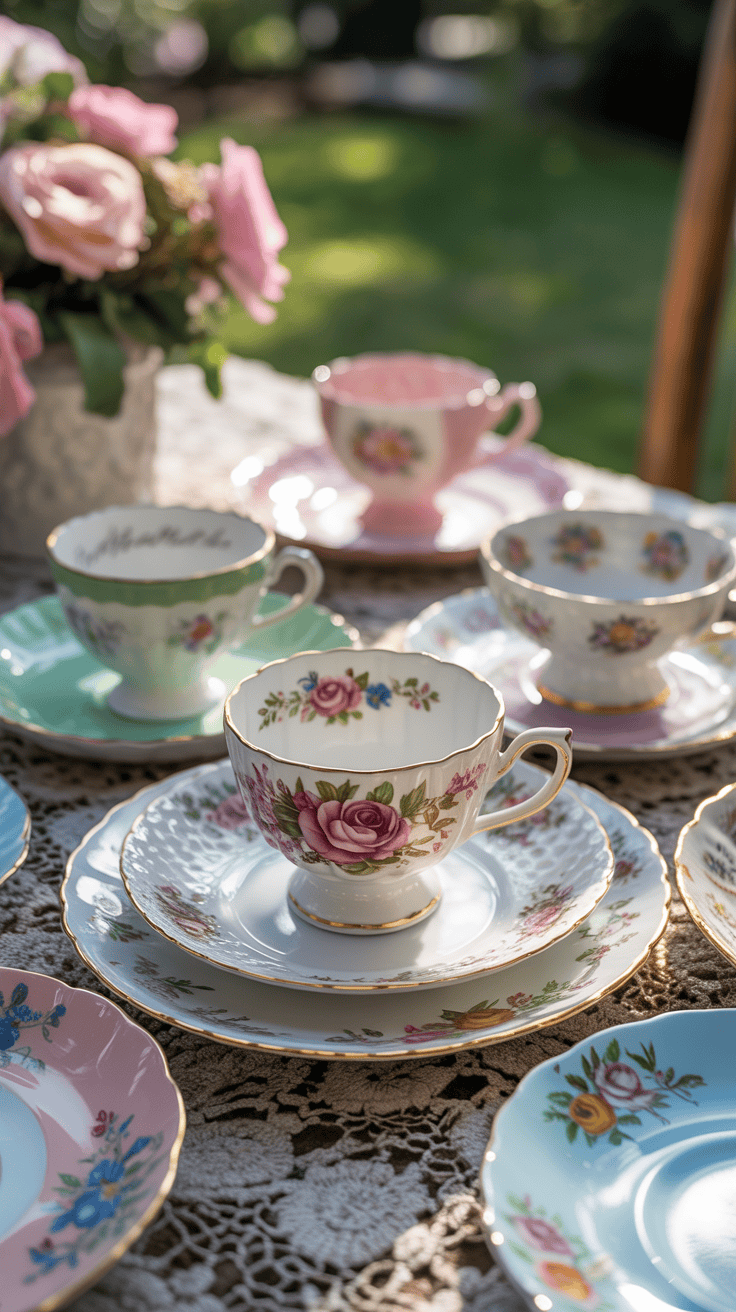 Vintage Tea Party Ideas Using Mismatched China
