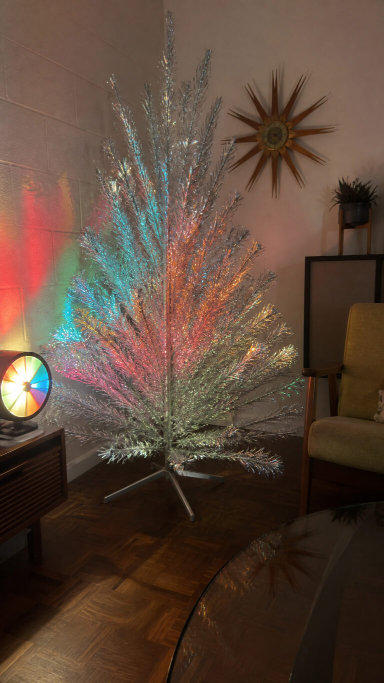 Classic Silver Aluminum Tree with Color Wheel