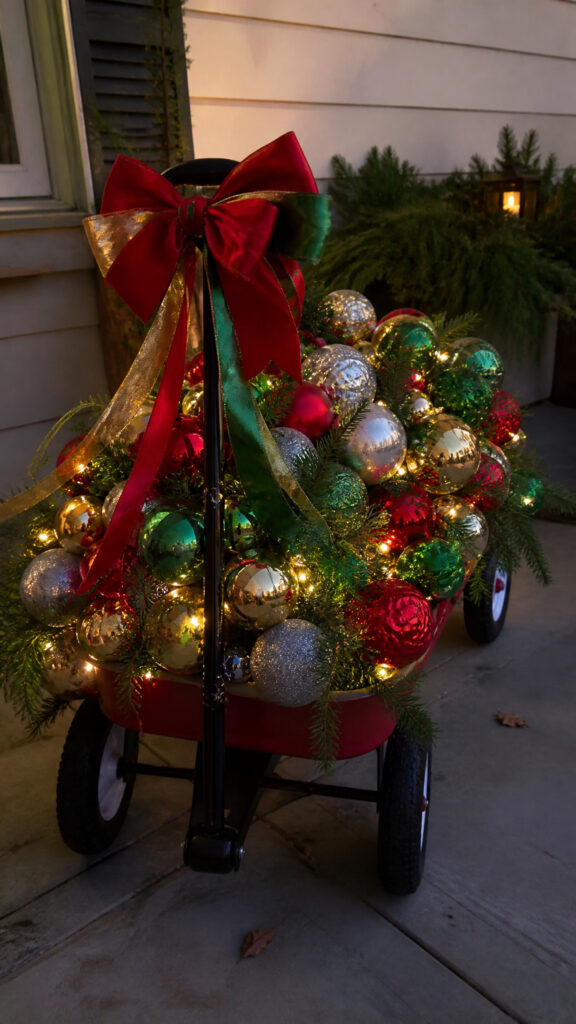 Colorful Vintage Wagon with Oversized Ornaments