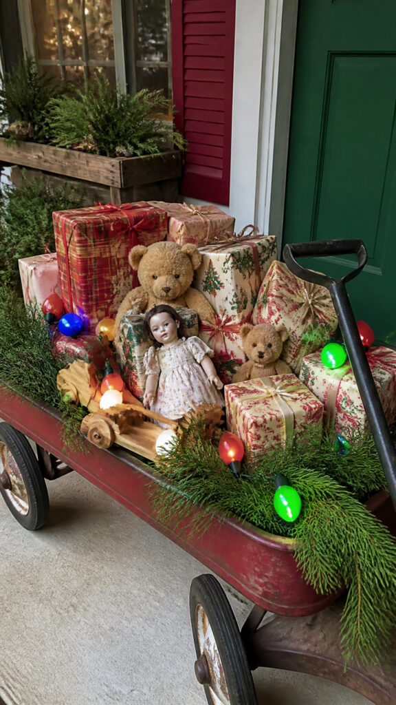 Toy-Filled Wagon for Nostalgic Christmas Magic