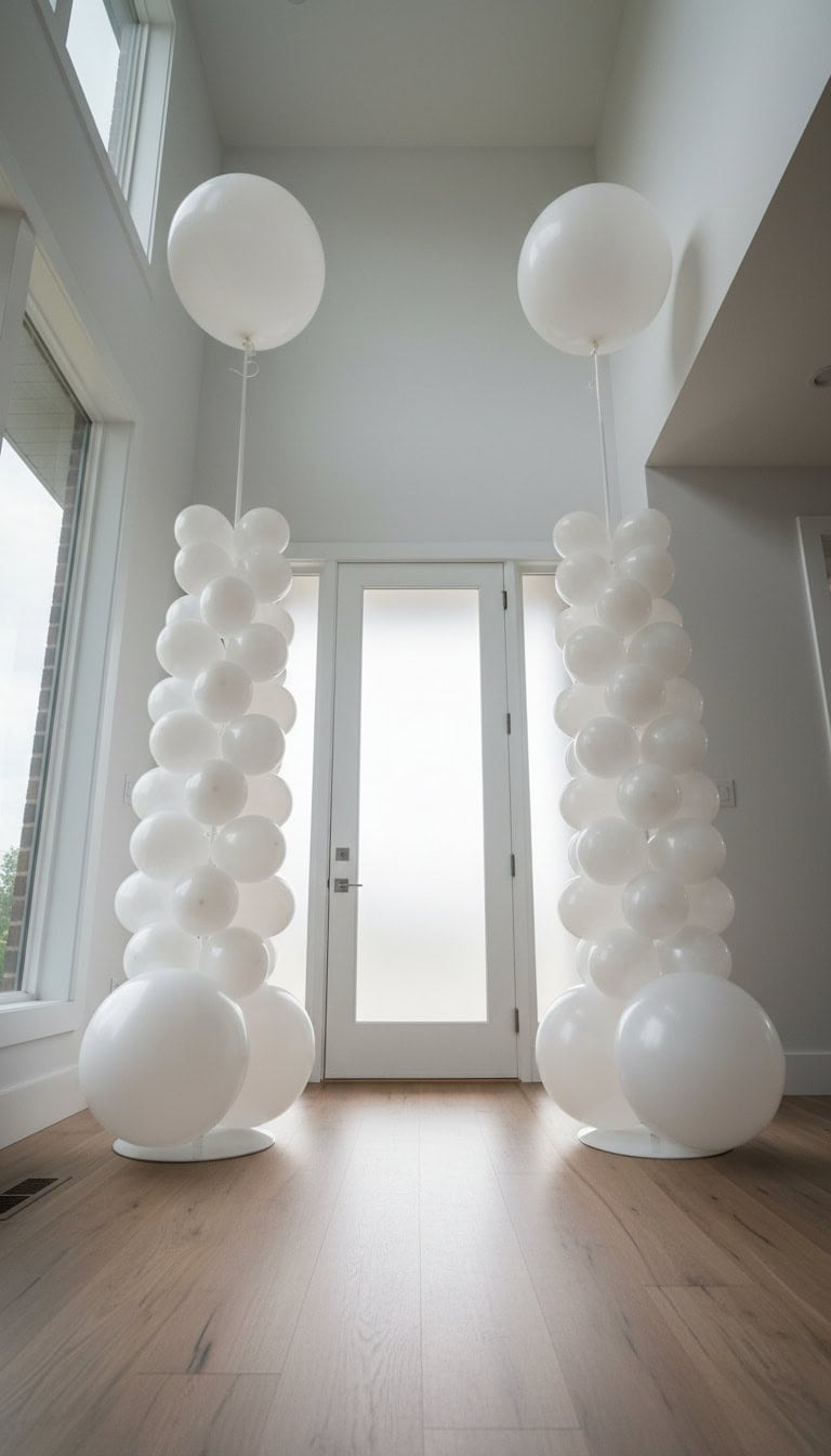 Whimsical White Balloon Tower