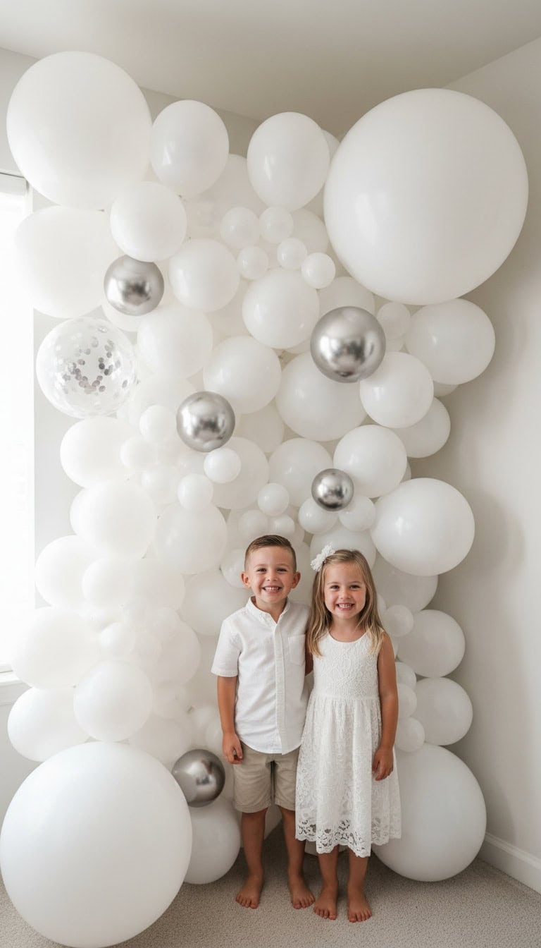 White Balloon Birthday Backdrop