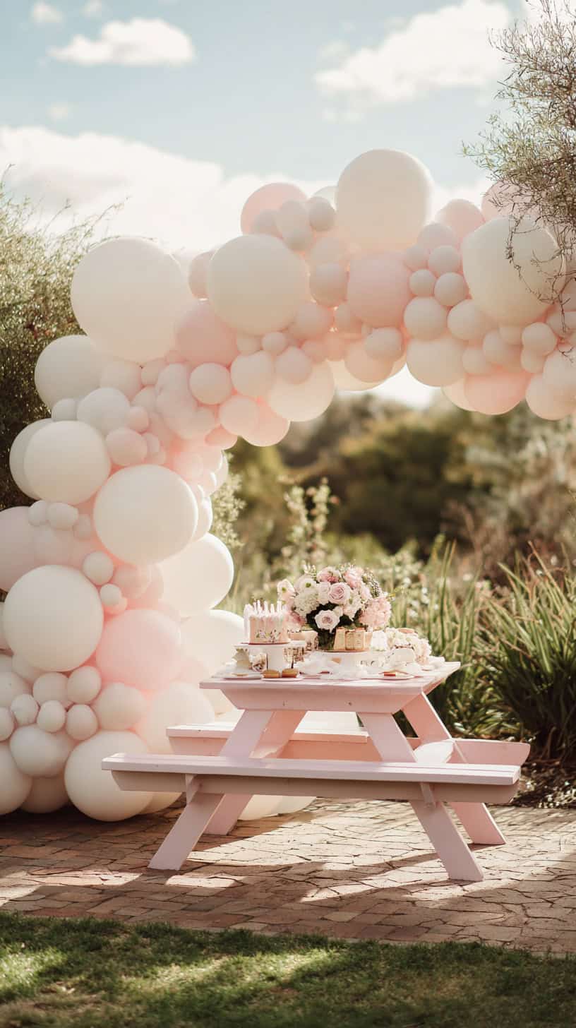 White Balloon Garland Arch - Image 1