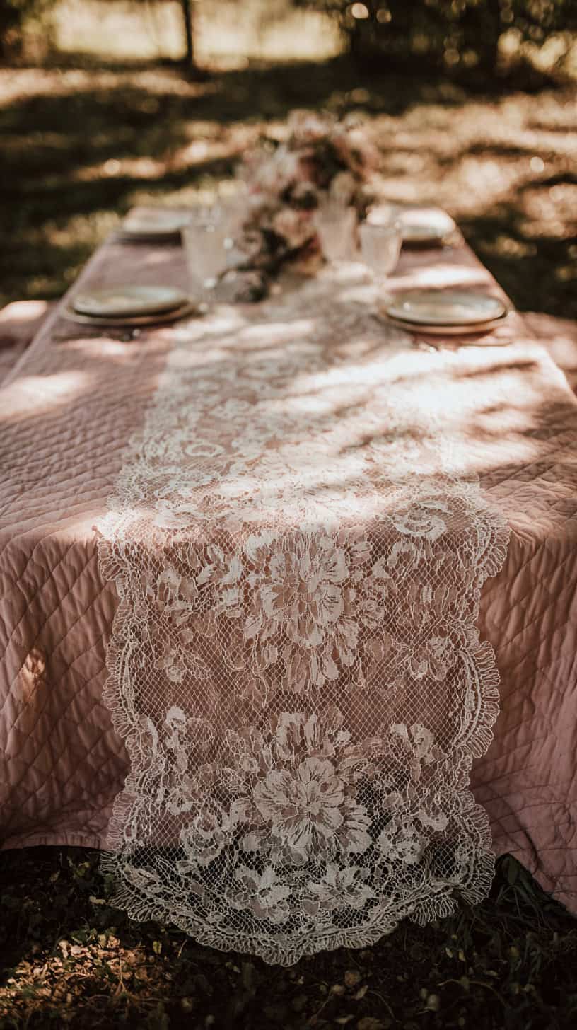 White Lace Runner Accent - Image 2