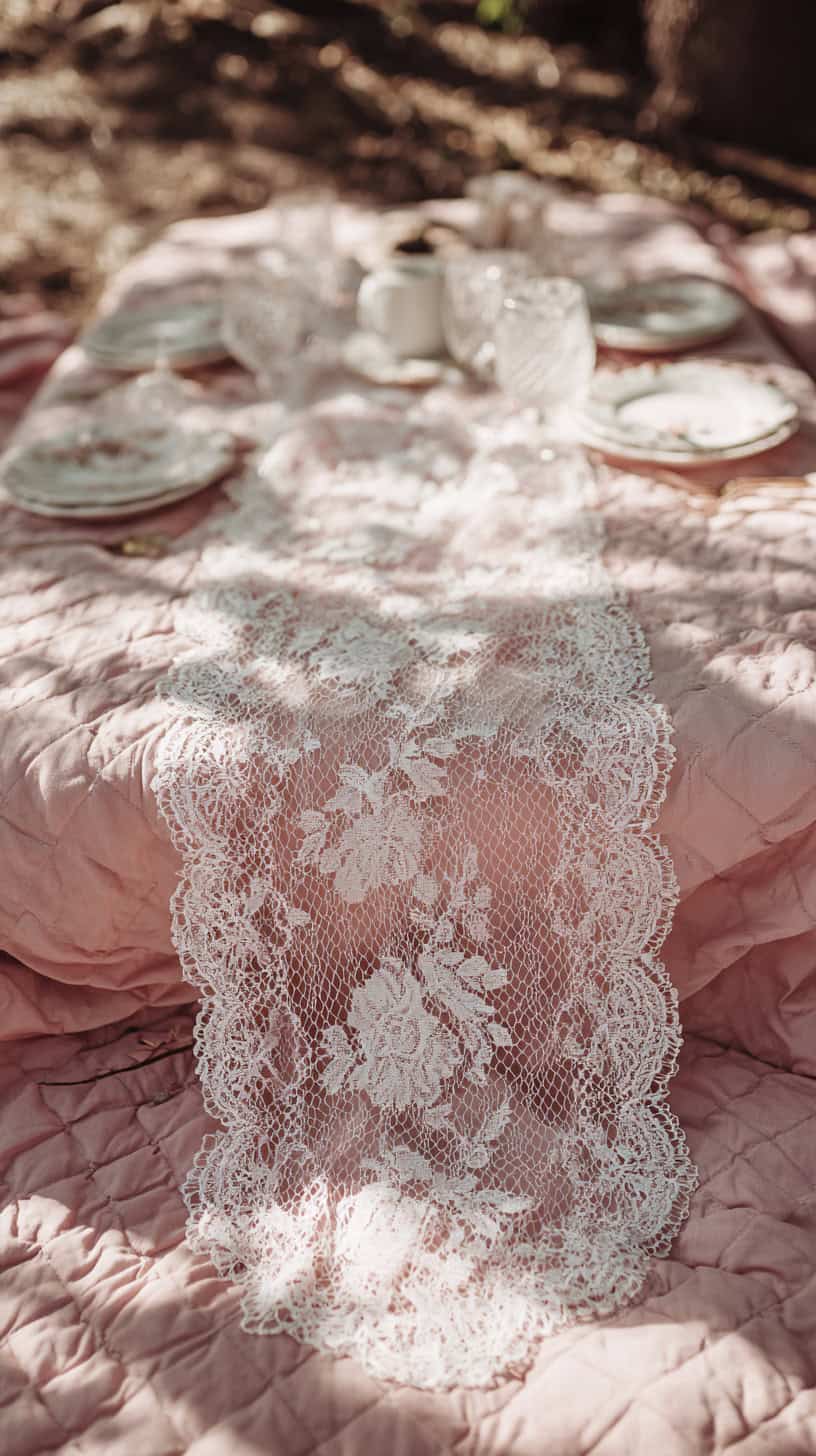 White Lace Runner Accent - Image 1