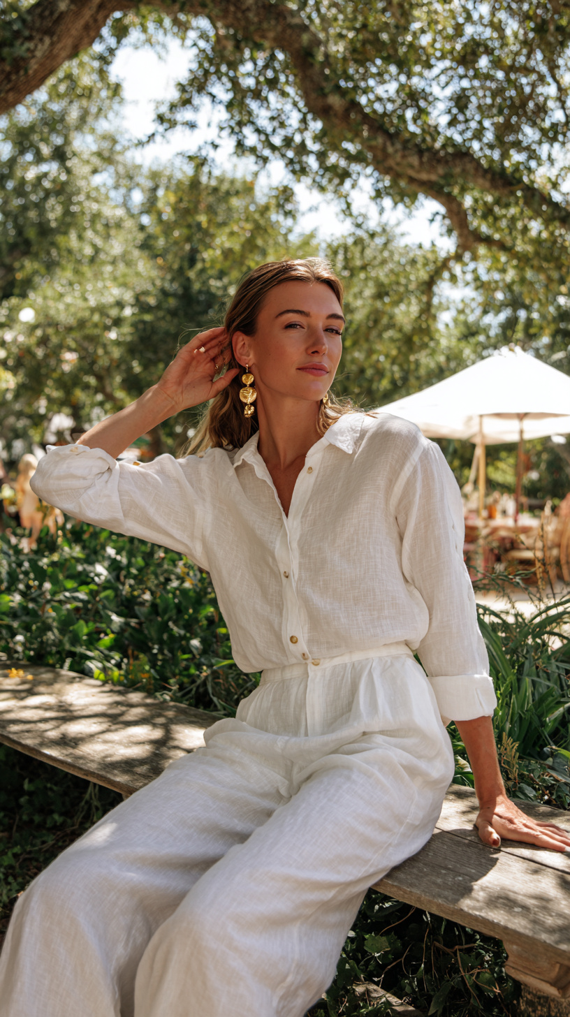 White Linen Shirt Set - Image 2