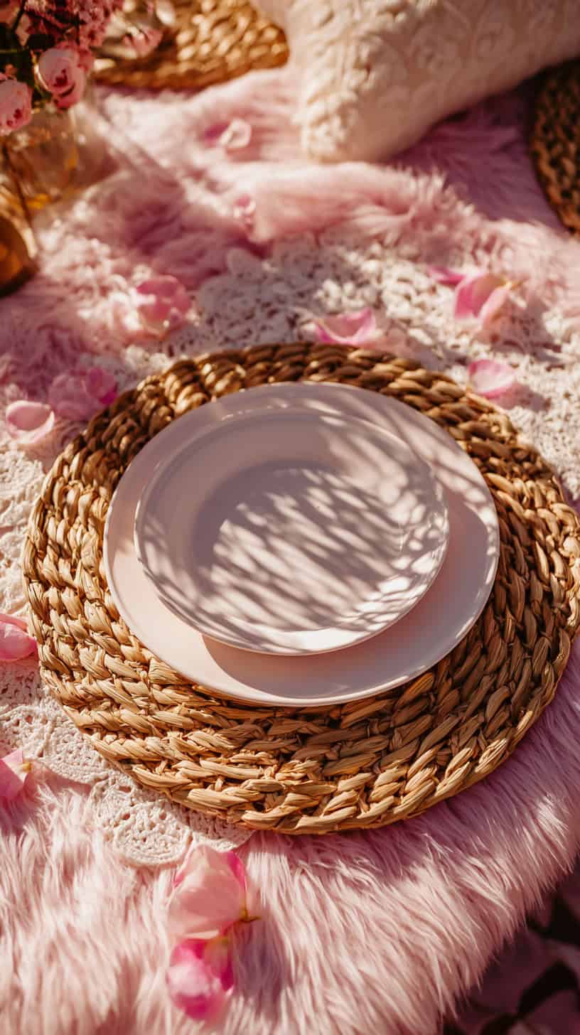 White Rattan Chargers - Image 1