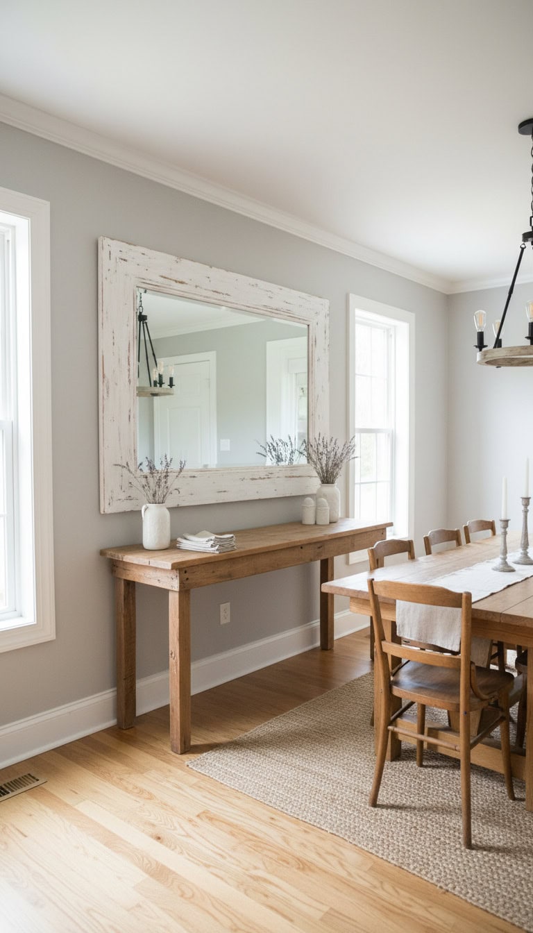 Whitewashed Wood Mirror