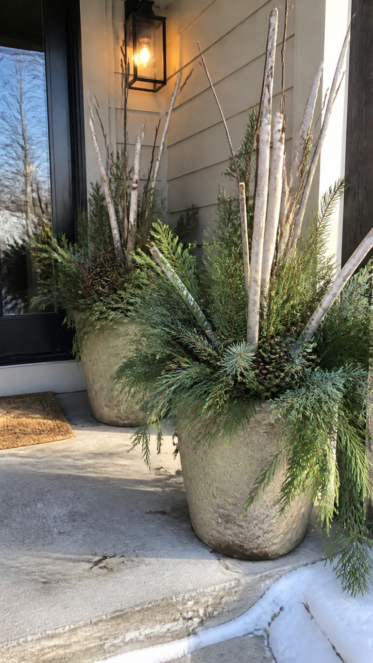 Evergreen Branches and Pinecones